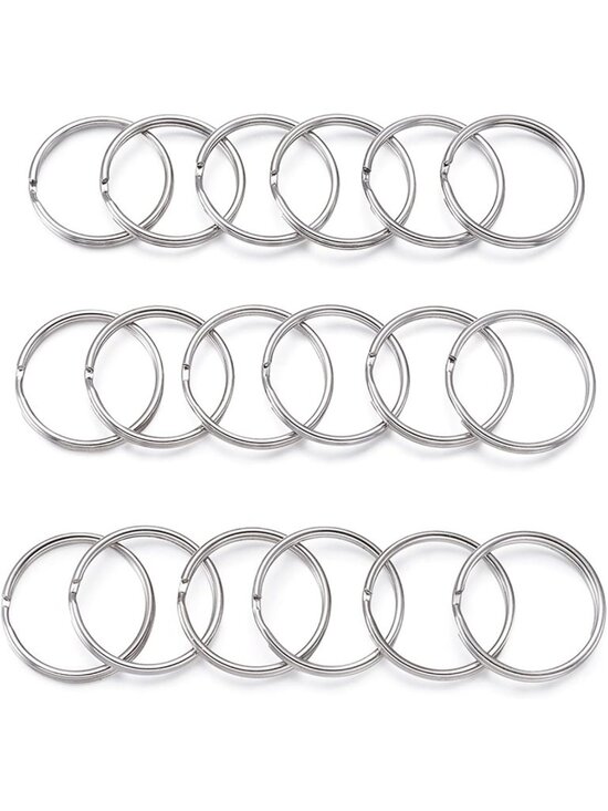 Accessories - 1000Pcs 25mm Round Split Key Ring Connectors - Metal Double Loop Keychain for